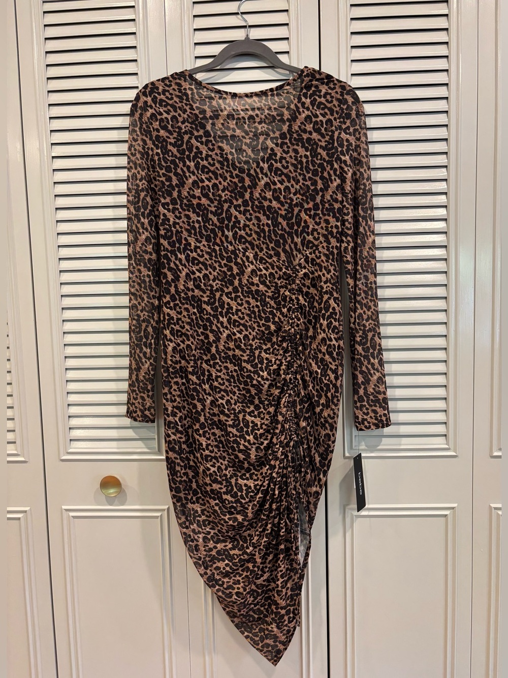 Bebe Animal Print Long Sleeve Mini Dress